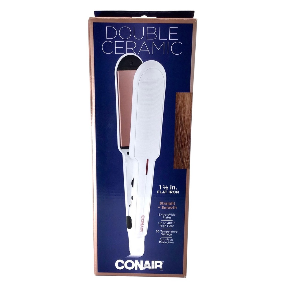 Conair Double Ceramic 1‎ 1/2 Inch Flat Iron Hair Straightener Extra Wide Plates - Picture 4 of 11